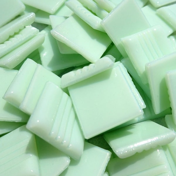 Light Green Glass Mosaic Tiles Squares - 20mm - Half Pound of Venetian Tiles for Craft Projects and Decorations