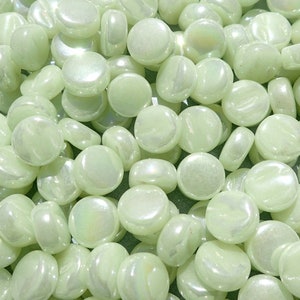 Soft Green Iridescent MINI Glass Drops Mosaic Tiles - 50 grams - Over 100 Tiles