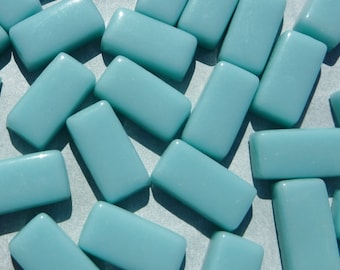 Light Teal Rectangle Mosaic Glass Tiles - 20mm - 100g - Approx 35 Bars