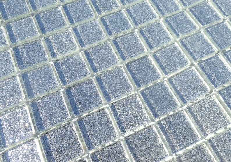 1 inch Mosaic Tiles Silver Glitter Tiles 25 Metallic Glass Tiles