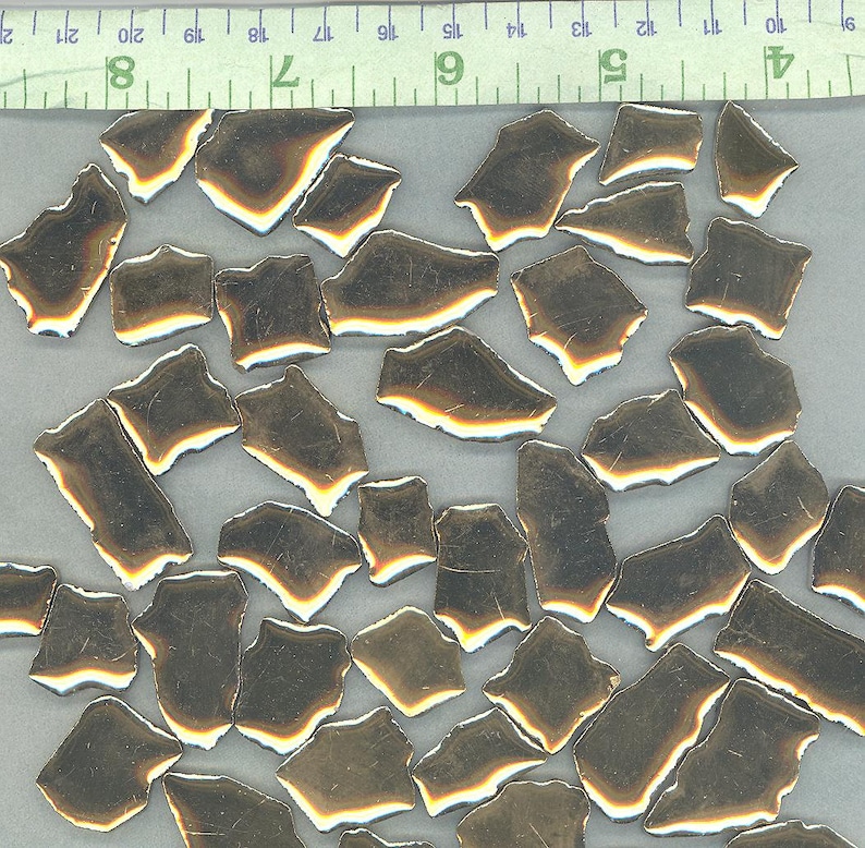 Gold Mosaic Ceramic Tiles Random Shapes Metallic 100g Etsy