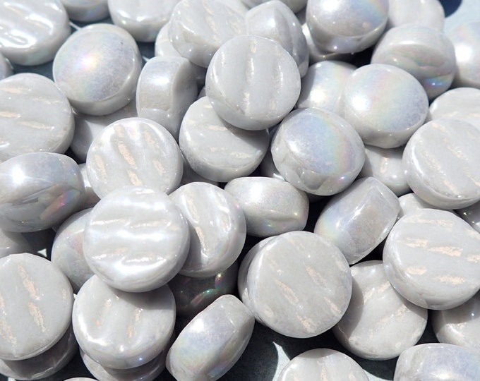 Pale Gray Iridescent 12mm Glass Gems - 100 grams
