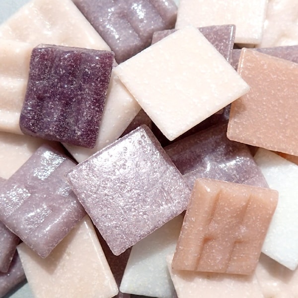 Pink and Purple Mix Glass Mosaic Tiles Squares - 20mm - Half Pound of Vitreous Glass Tiles