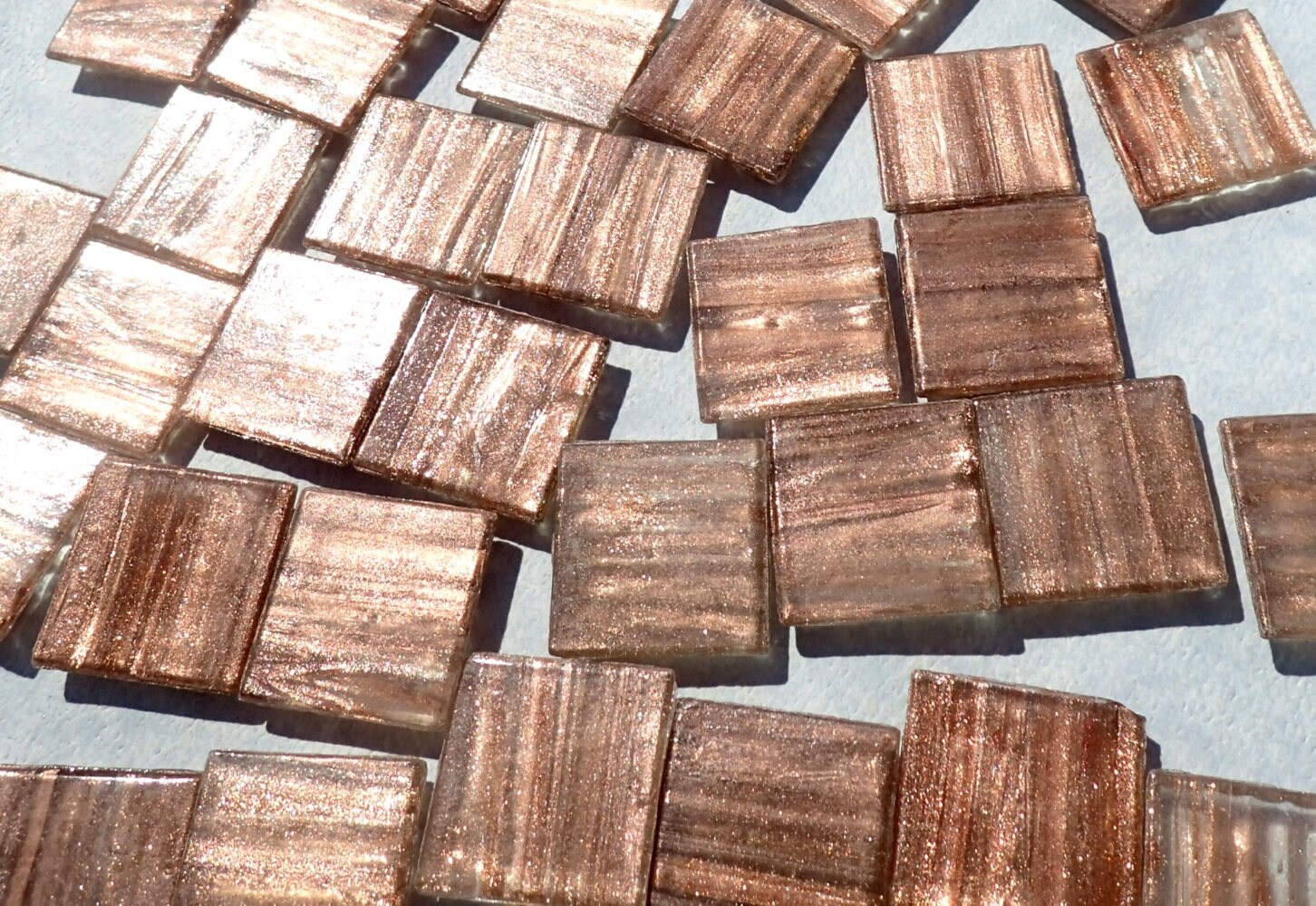 Antique Rose Gold Vein Glass Mosaic Tiles Squares - 3/4 inch - 25 Tiles