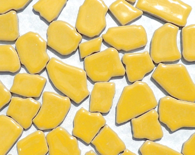 Yellow Mosaic Ceramic Tiles - Random Shapes - Half Pound