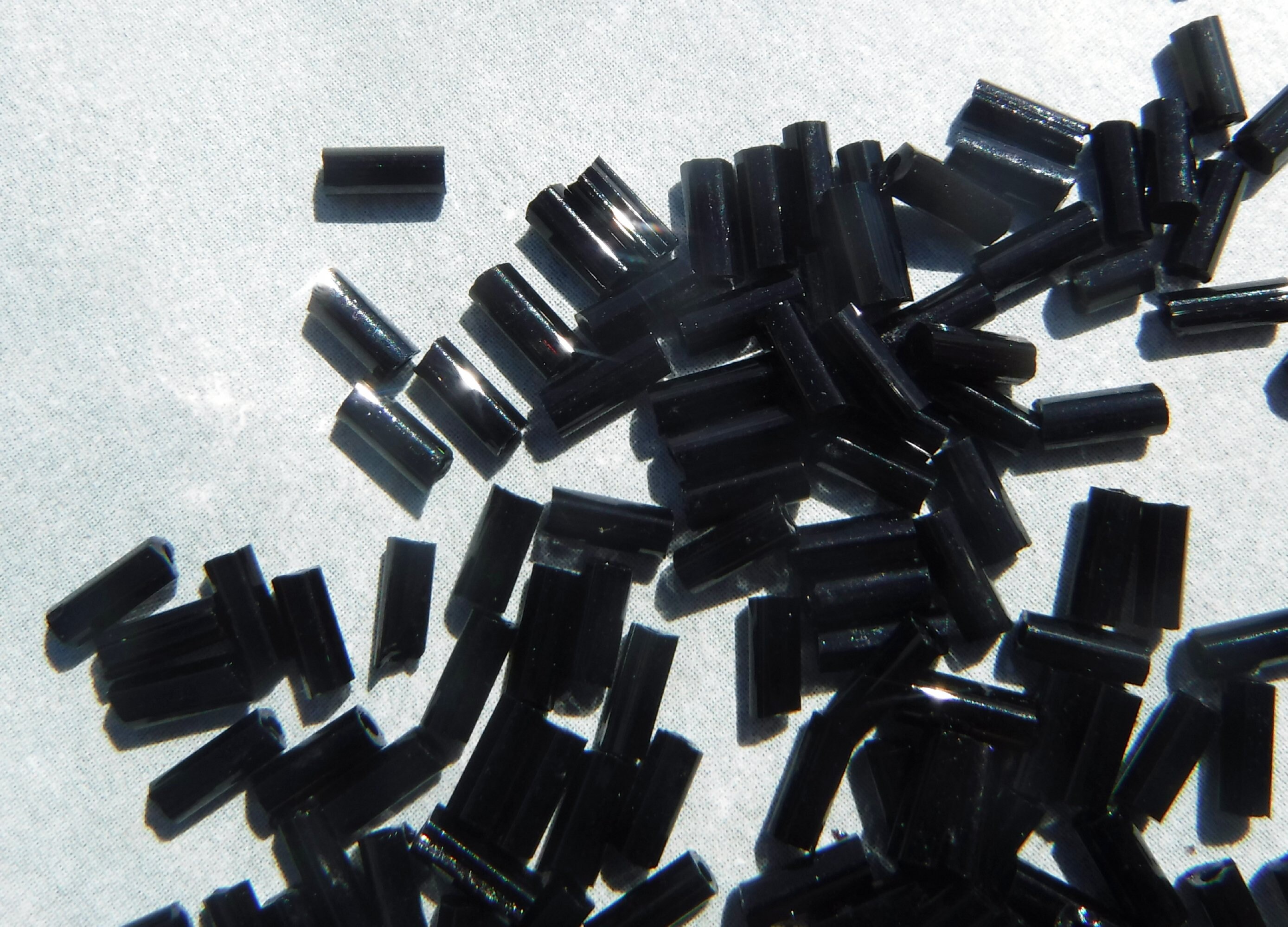 Black Tube Beads 1x5mm Glass Spacer Beads Approximately 600 Bugle