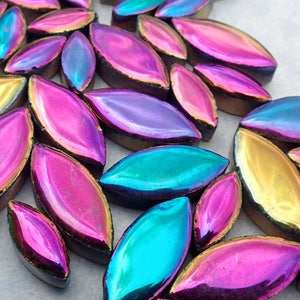 Colorful Metallic Petals Mosaic Tiles 50g Ceramic Leaves in Mix of 2 Sizes 1/2 and 3/4 Disco Lights image 4