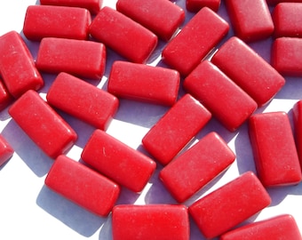 Berry Red Rectangle Mosaic Tiles - 15mm - 100g
