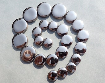 Silver Circles Mosaic Tiles - 50g Ceramic in Mix of 3 Sizes 1/2" and 3/4" and 5/8" Metallic