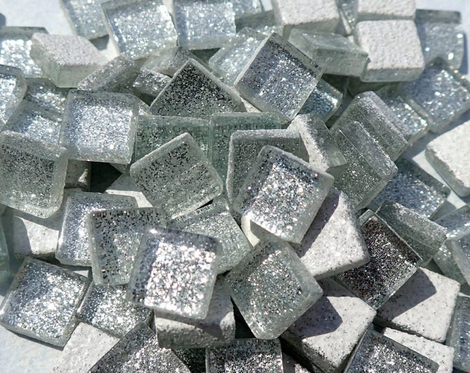 Silver Glitter Tiles - 1 cm - 100g