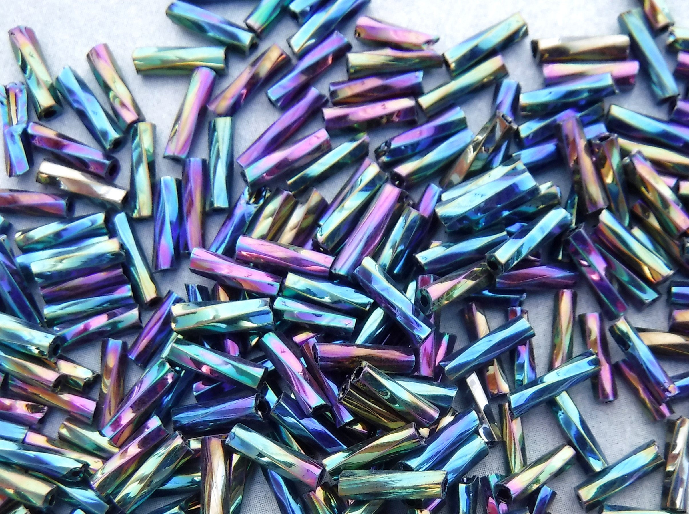 Colorful Metallic Twisted Bugle Beads 2x6mm 20g Glass Etsy