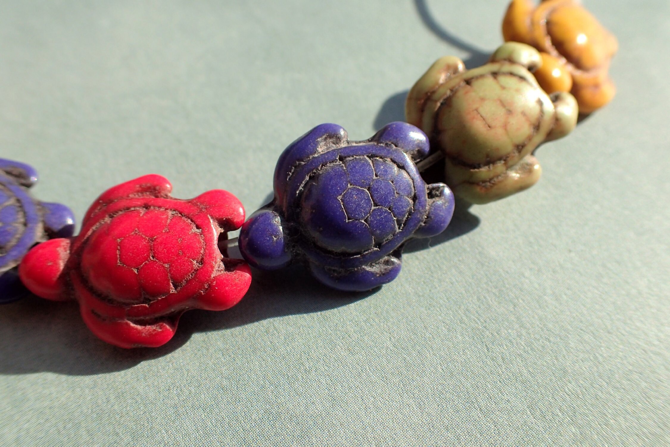 Colorful Sea Turtles Stone Beads - Half or Full Strand