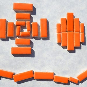 Orange Mini Rectangles Mosaic Tiles - 50g Ceramic in Mix of 3 Sizes 3/8&quot; and 5/8&quot; and 3/4&quot;