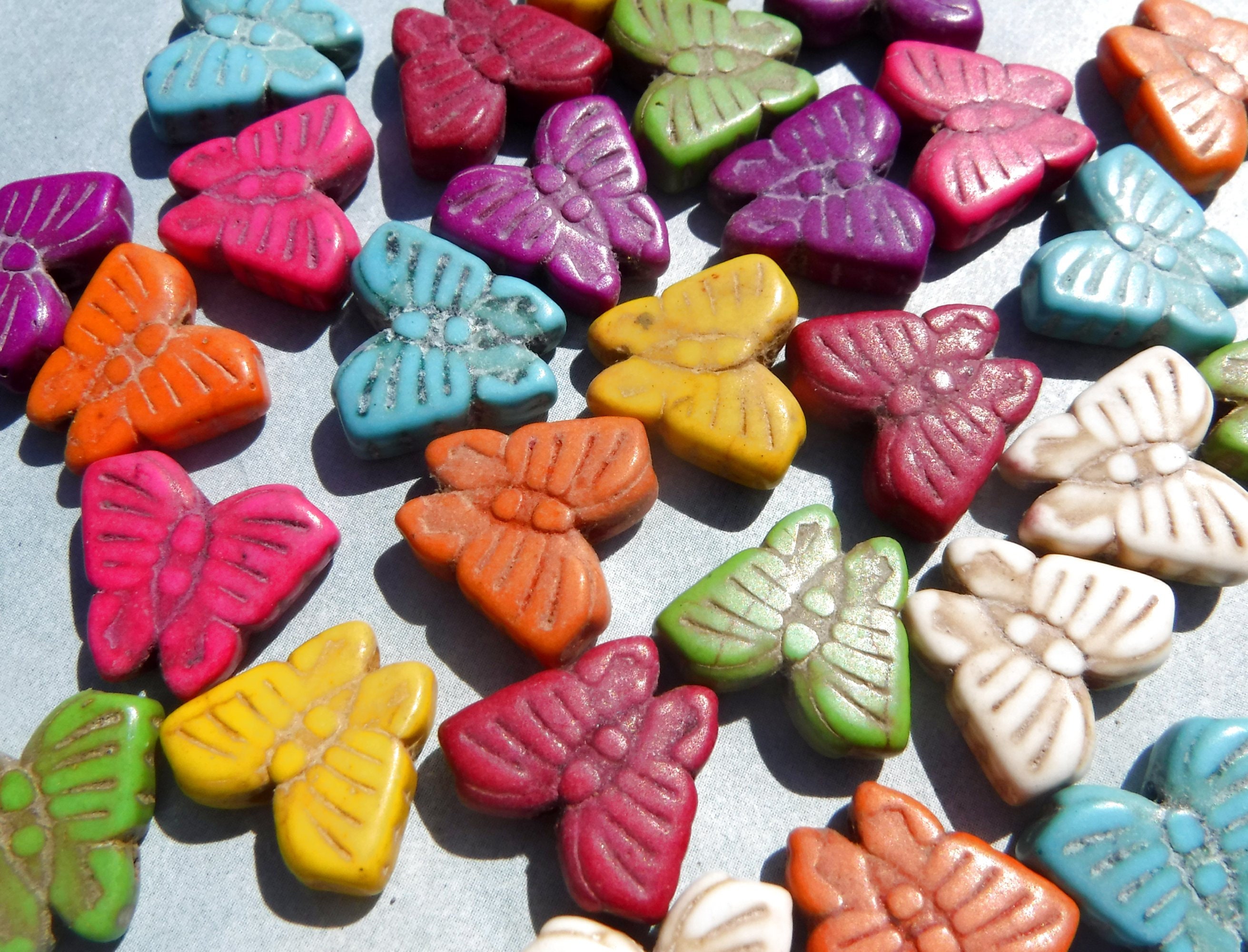 Multicolor Reconstituted Dyed Stone Butterfly Beads, 12mm by Bead Landing™