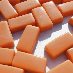 Orange Rectangle Mosaic Tiles - 20mm - 100g Opaque Glass Bar Tiles - Approx 35 Tiles