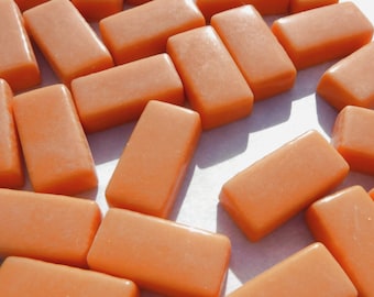 Orange Rectangle Mosaic Tiles - 20mm - 100g Opaque Glass Bar Tiles - Approx 35 Tiles