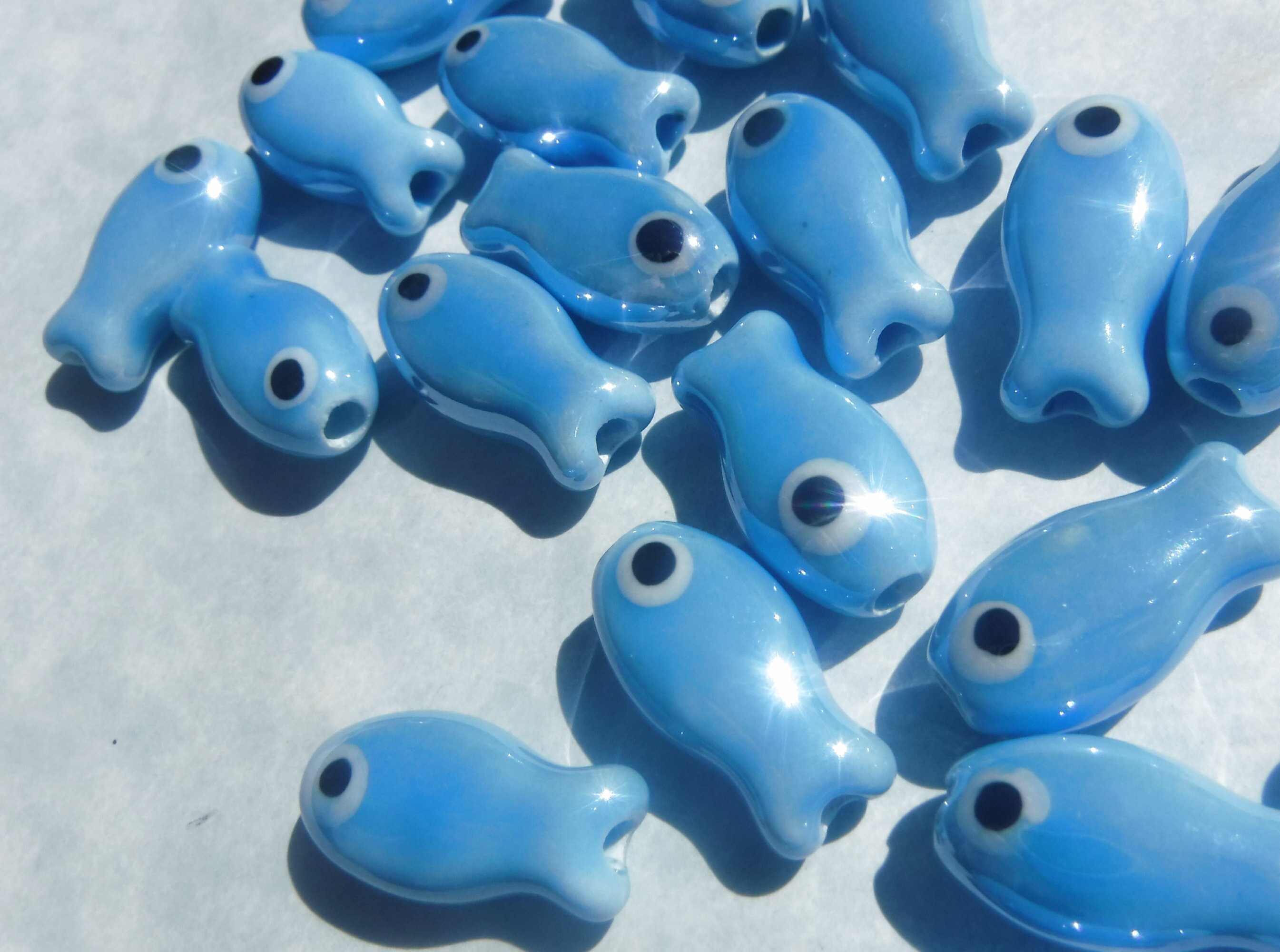 Blue Fish Ceramic Beads