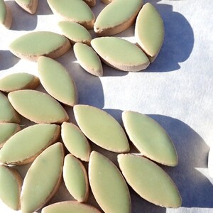 Pistachio Green Petals Mosaic Tiles 50g Ceramic Leaves in Mix of 2 Sizes 1/2 and 3/4 Muted Peppermint Green image 5