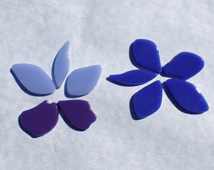 Blue and Purple Glass Petals - 50g of Leaves in a Mix of Shapes and Sizes - Salvia Bouquet