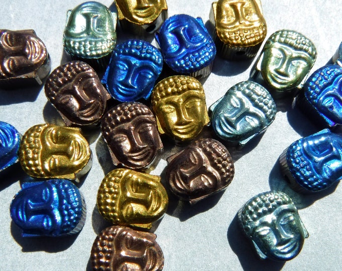 Buddha Beads - 24 Colorful Metallic - 8mm - Electroplated Hematite