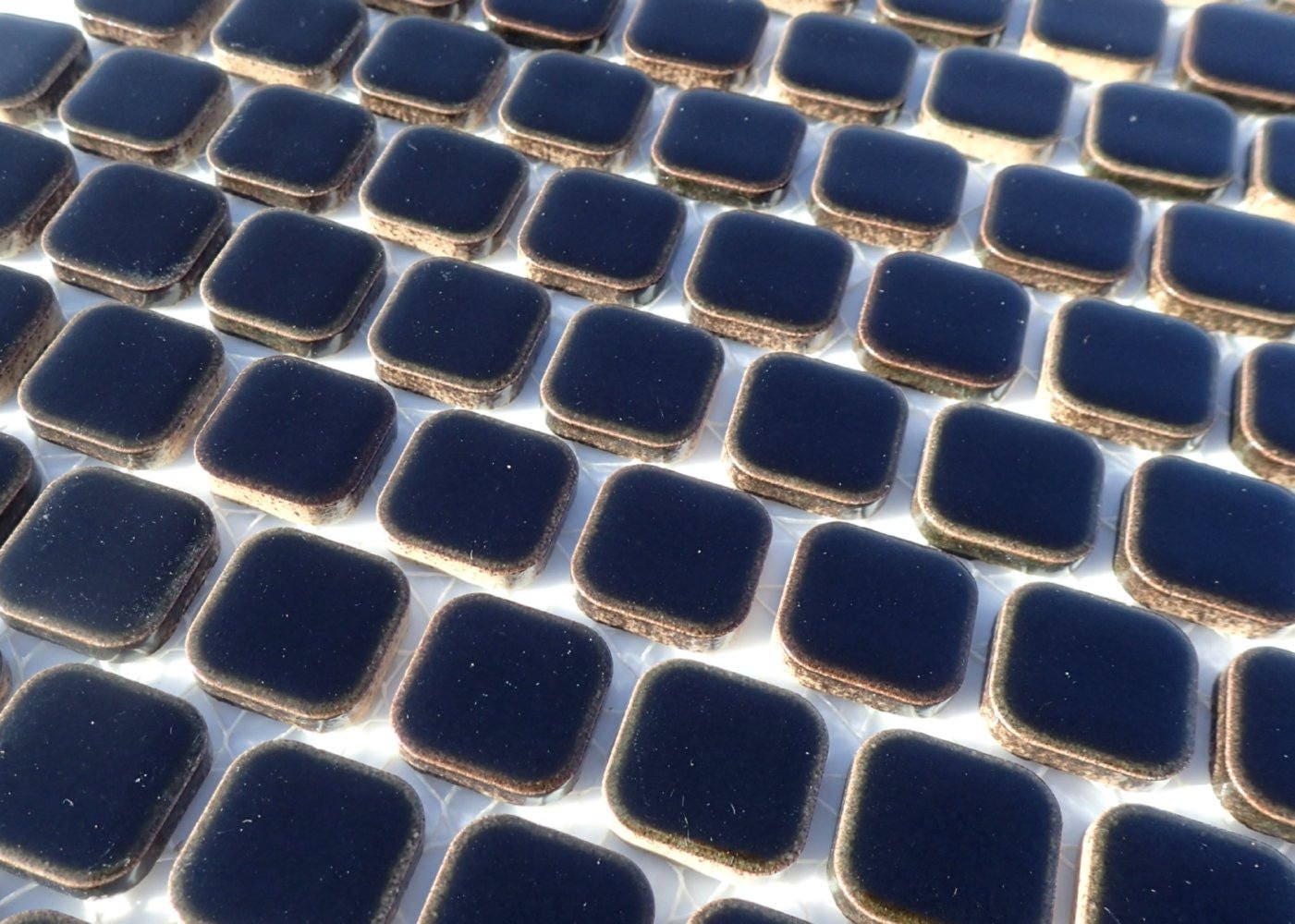 Black Square Ceramic Tiles with Rounded Edges .75 inch 25 Tiles