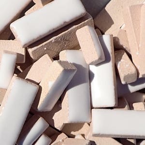 White Mini Rectangles Mosaic Tiles - 50g Ceramic in Mix of 3 Sizes 3/8 ...