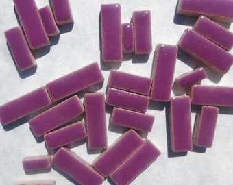 Purple Mini Rectangles Mosaic Tiles - 50g Ceramic in Mix of 3 Sizes 1/2" and 3/4"