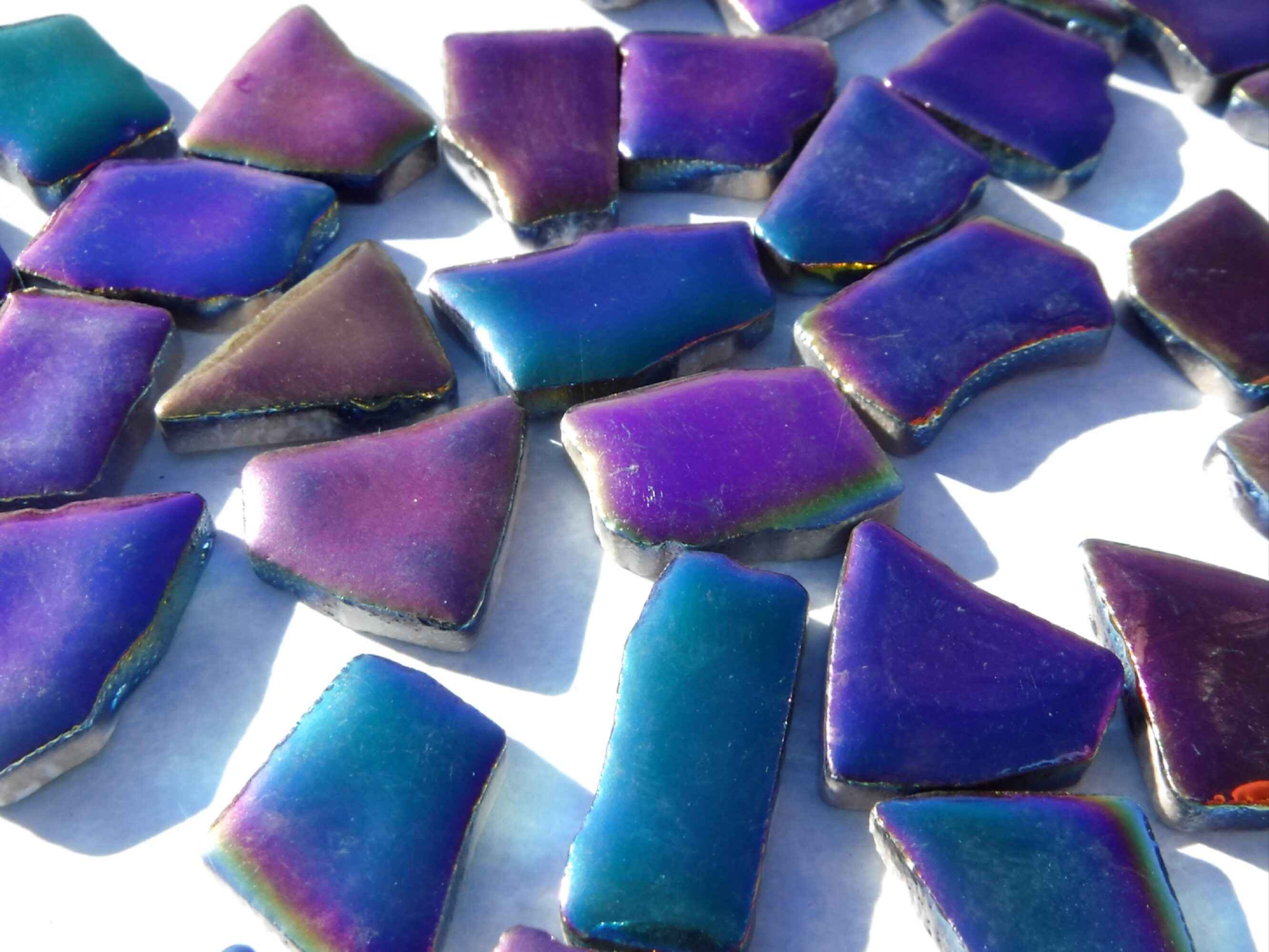 Colorful Metallic Mosaic Ceramic Tiles Random Jigsaw Puzzle Shapes In