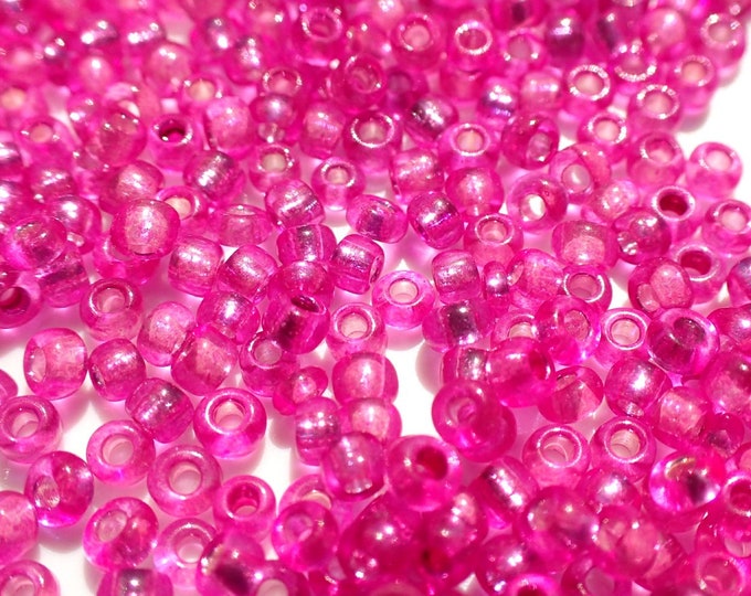 Fuchsia Silver Lined Glass Seed Beads - 2mm - 20g Spacer Beads in Dark Pink - 1500 beads