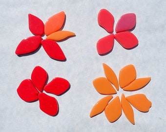 Orange and Red Glass Petals - 50g of Leaves in a Mix of Shapes and Sizes - Nasturtium Bouquet