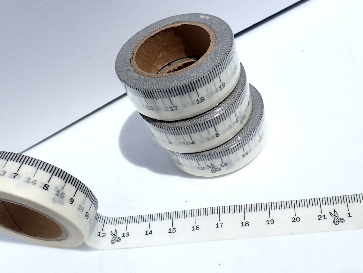 Ruler Measuring Tape Washi in Black and White - Paper Tape Great