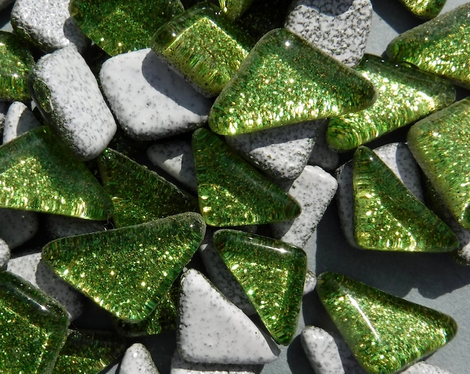 Shamrock Green Glitter Puzzle Tiles - 100 grams