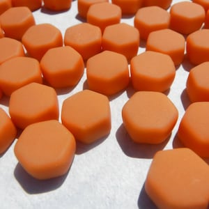 Orange Hexagon Glass Mosaic Tiles - 10mm - 50g - MATTE Finish - Pumpkin