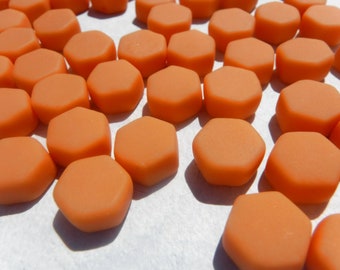 Orange Hexagon Mosaic Tiles - 10mm - 50g Opaque Glass Tiles MATTE Finish