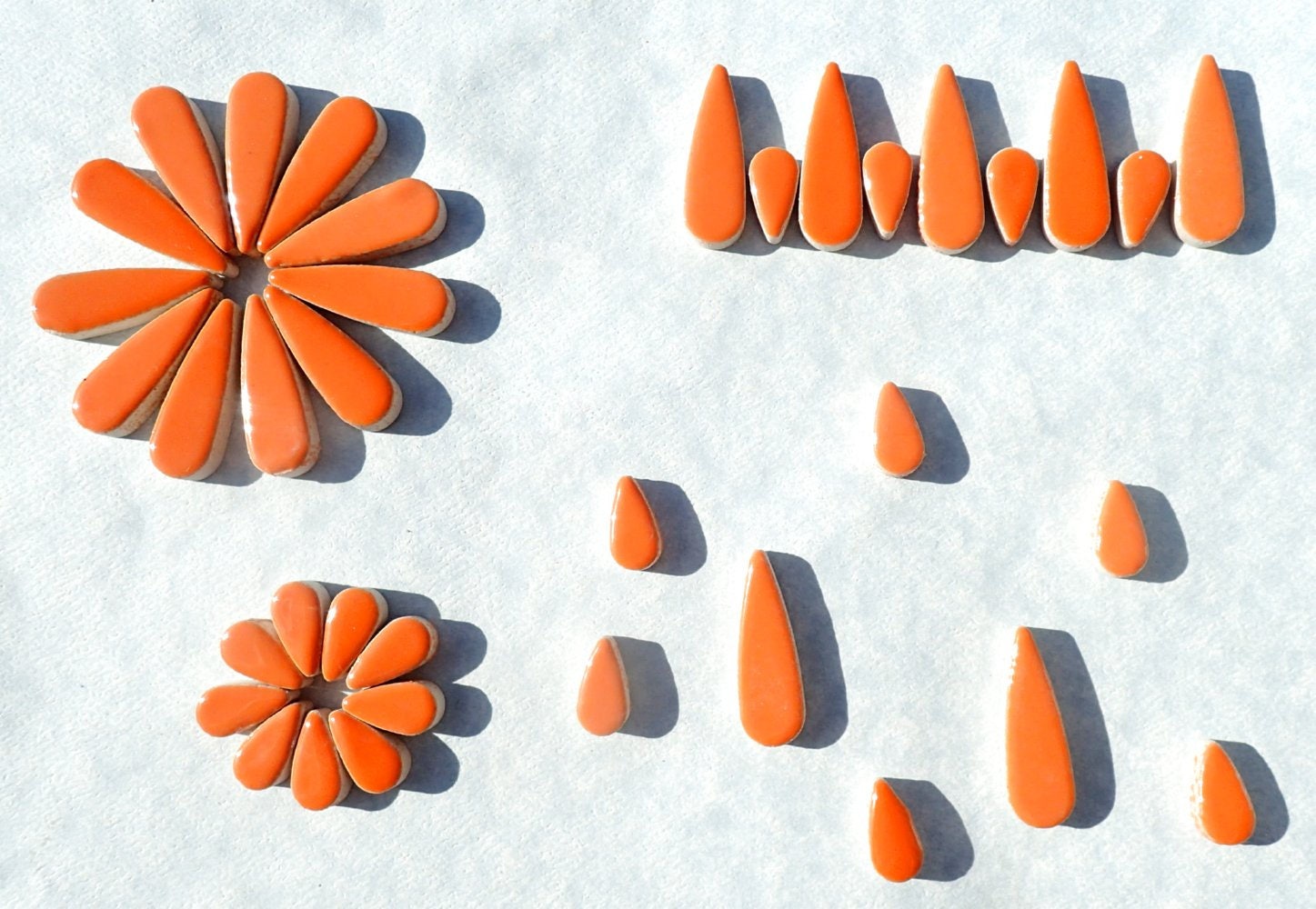 Orange Teardrop Mosaic Tiles - 50g Ceramic Petals in Mix of 2 Sizes 1…