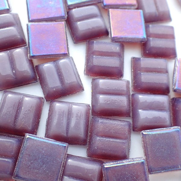 Purple Iridescent Venetian Glass Tiles - 1 cm - 100 grams - Approx 150 Squares