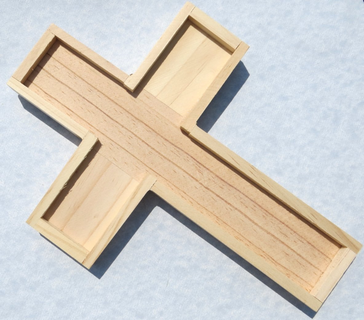 Wooden Base for Cross Engraved Two Coloured