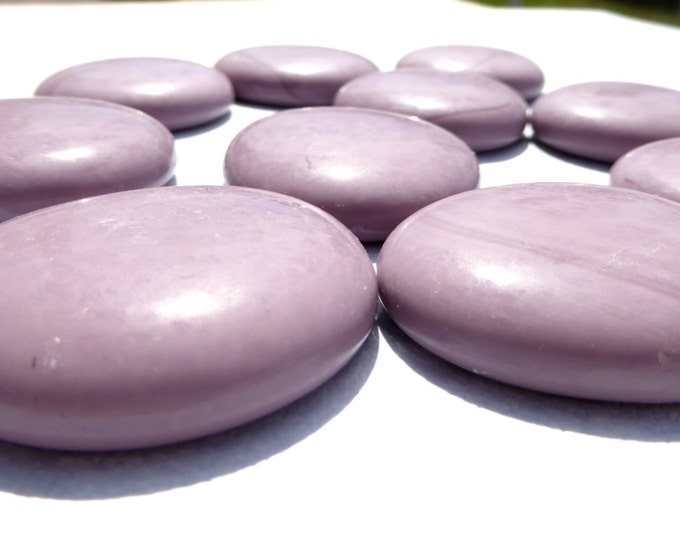 Glass Gems - Purple - 10 Extra-Large Mosaic Tiles - Opaque Lilac Vase Fillers Flat Back Marbles Wedding Decor