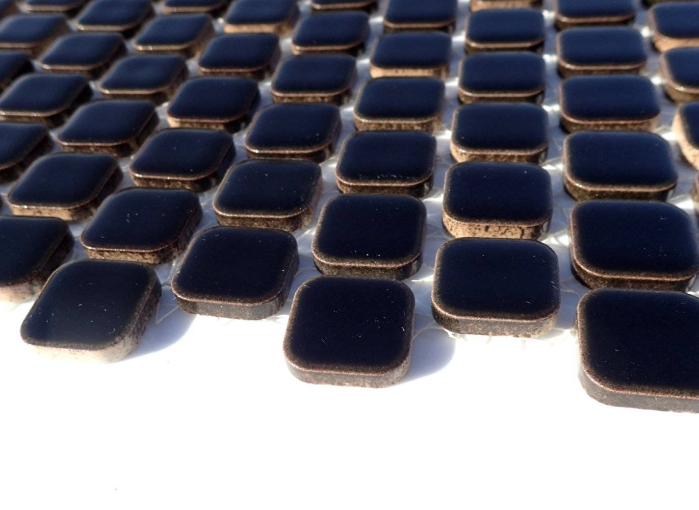 Black Square Ceramic Tiles with Rounded Edges .75 inch 25 Tiles