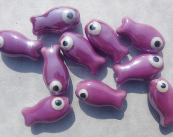 Purple Fish Ceramic Beads