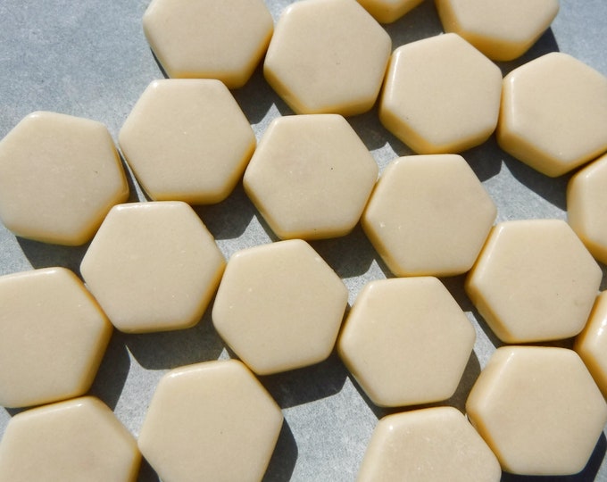 Beige Hexagon Glass Tiles - 15mm - 100g