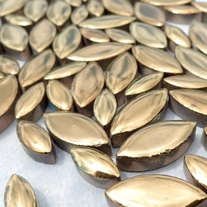 Gold Petals Mosaic Tiles - 50g Ceramic Leaves in Mix of 2 Sizes 1/2&quot; and 3/4&quot; - Metallic Tiles