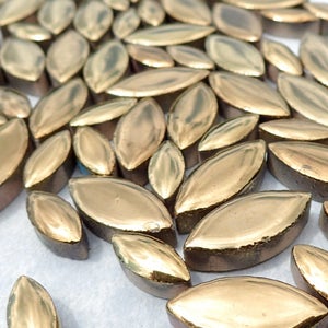 Gold Petals Mosaic Tiles - 50g Ceramic Leaves in Mix of 2 Sizes 1/2" and 3/4" - Metallic Tiles