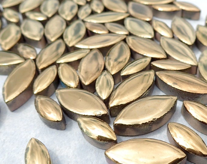 Gold Petals Ceramic Tiles - 50g Leaves in Mix of 2 Sizes 1/2" and 3/4" - Metallic Tiles