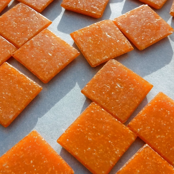 Carrot Orange Glass Mosaic Tiles Squares - 3/4" - Half Pound of Vitreous Glass Tiles for Craft Projects