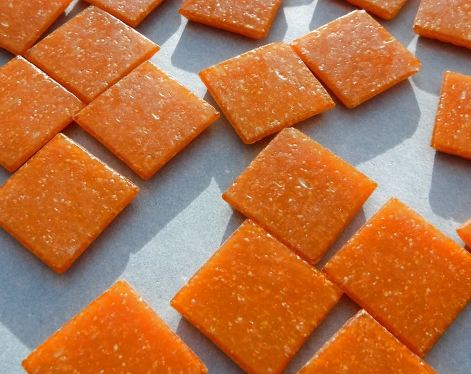 Carrot Orange Glass Mosaic Tiles Squares - 3/4" - Half Pound of Vitreous Glass Tiles for Craft Projects