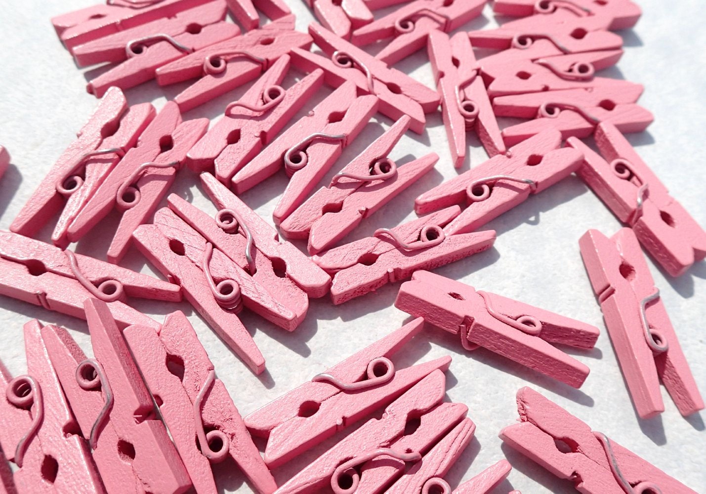 Mini Clothespins in Bright Pink - 25 - 1 - 2.5 cm - Wooden - Great for