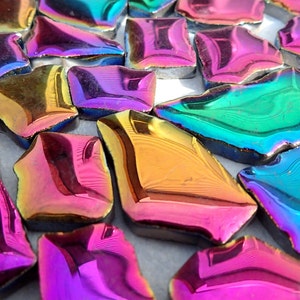 Colorful Metallic Mosaic Ceramic Tiles - Random Shapes in Mixed Colors - 100g - Assorted Sizes Jigsaw Pieces