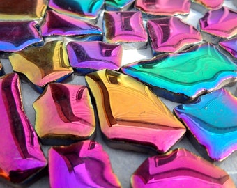 Colorful Metallic Mosaic Ceramic Tiles - Random Shapes in Mixed Colors - 100g - Assorted Sizes Jigsaw Pieces