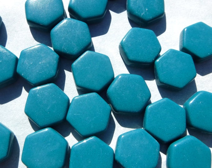 Dark Teal Hexagon Mosaic Tiles - 15mm - 100g